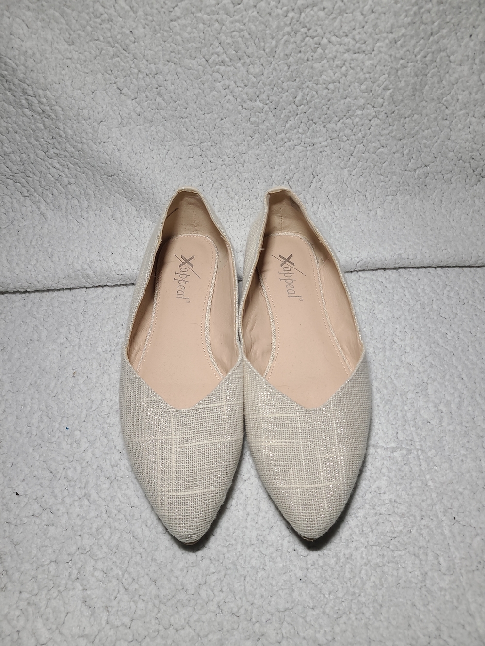 Xappeal Raelynn Beige Woven Pointed Toe Flats Womens Size 7